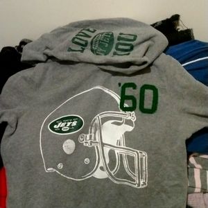 PINK NFL JETS HOODED SWEATSHIRT
